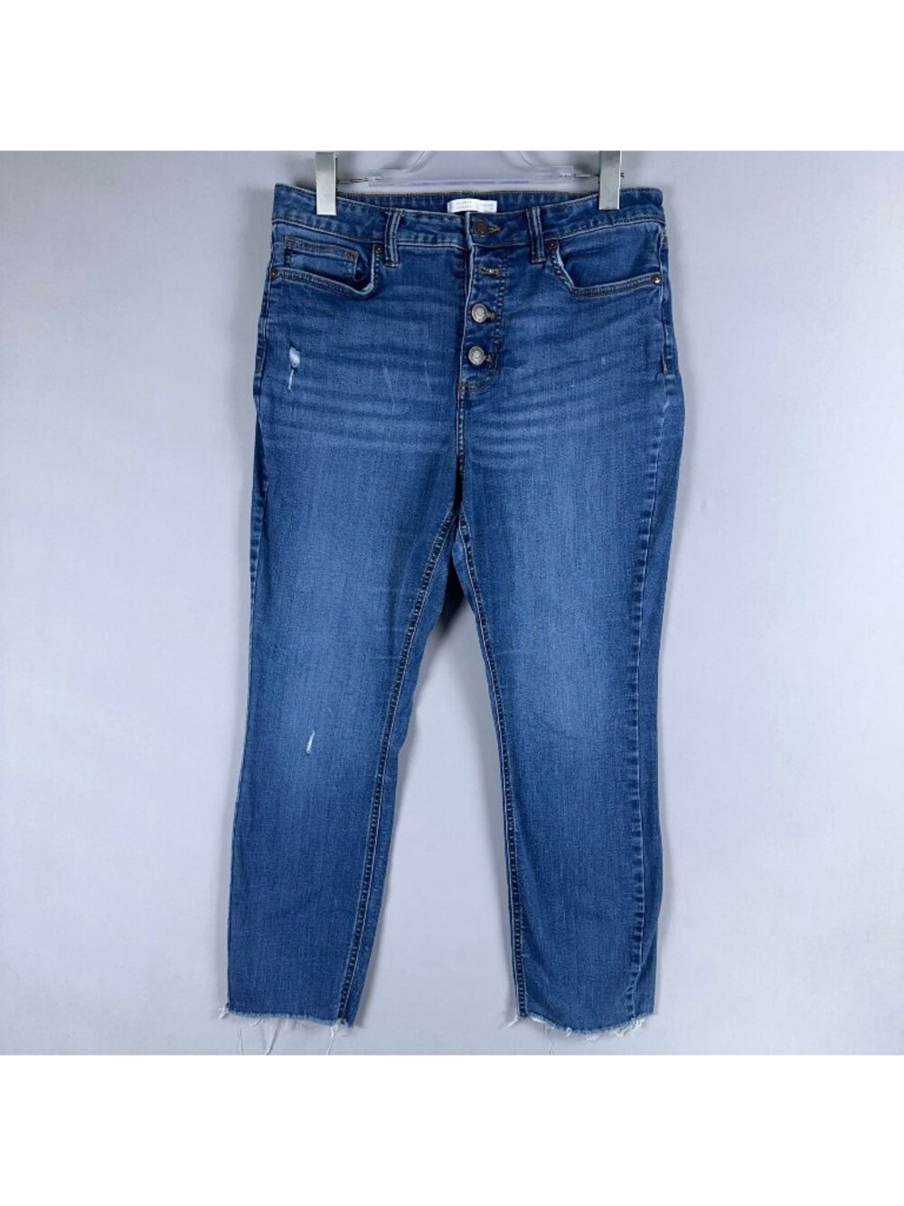 Lauren Conrad Jeans Size 14 Skinny Ankle Distressed Raw Hem Blue Medium Wash